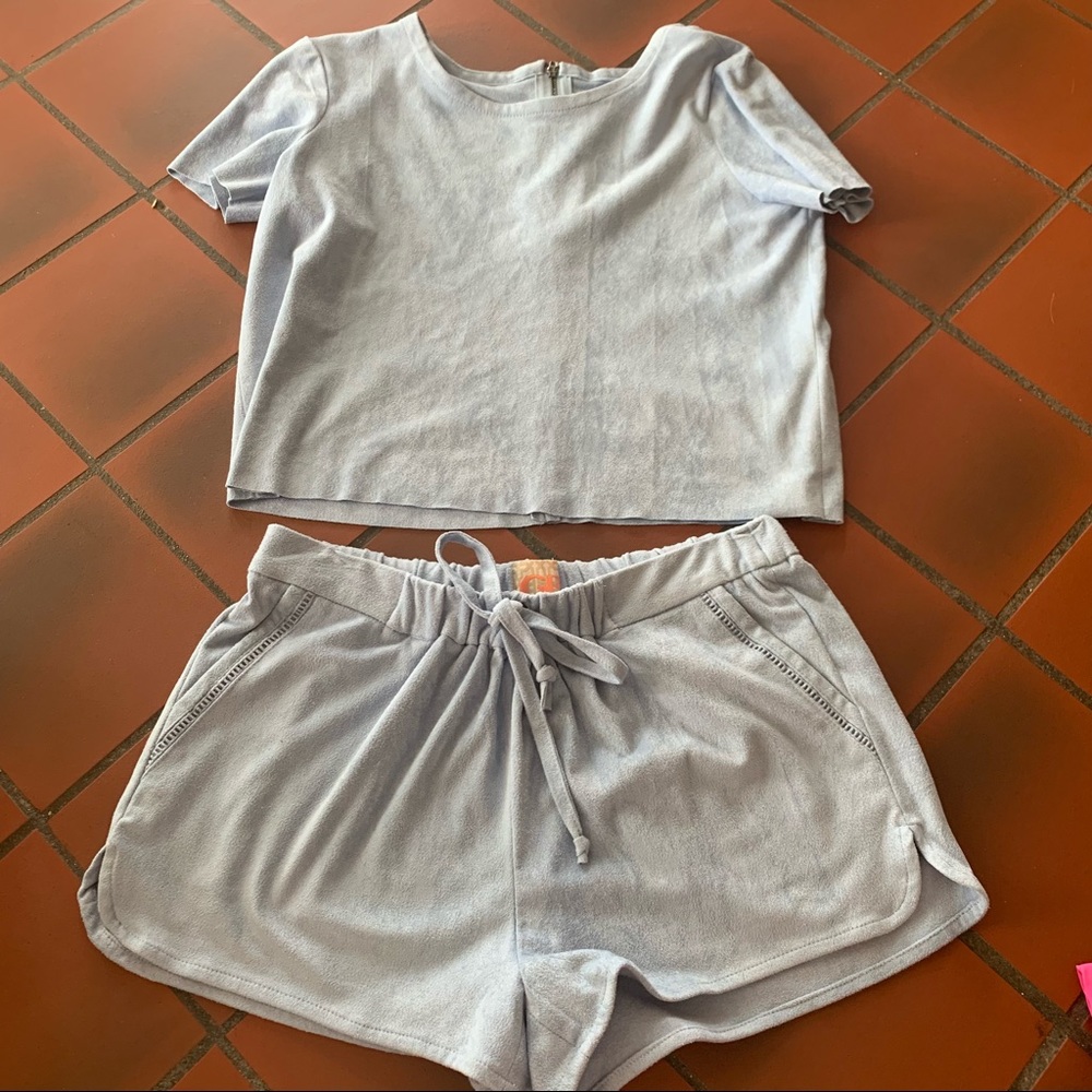 Gianni Bini Light Lavender Short Sleeve Top & Drawstring Shorts Set